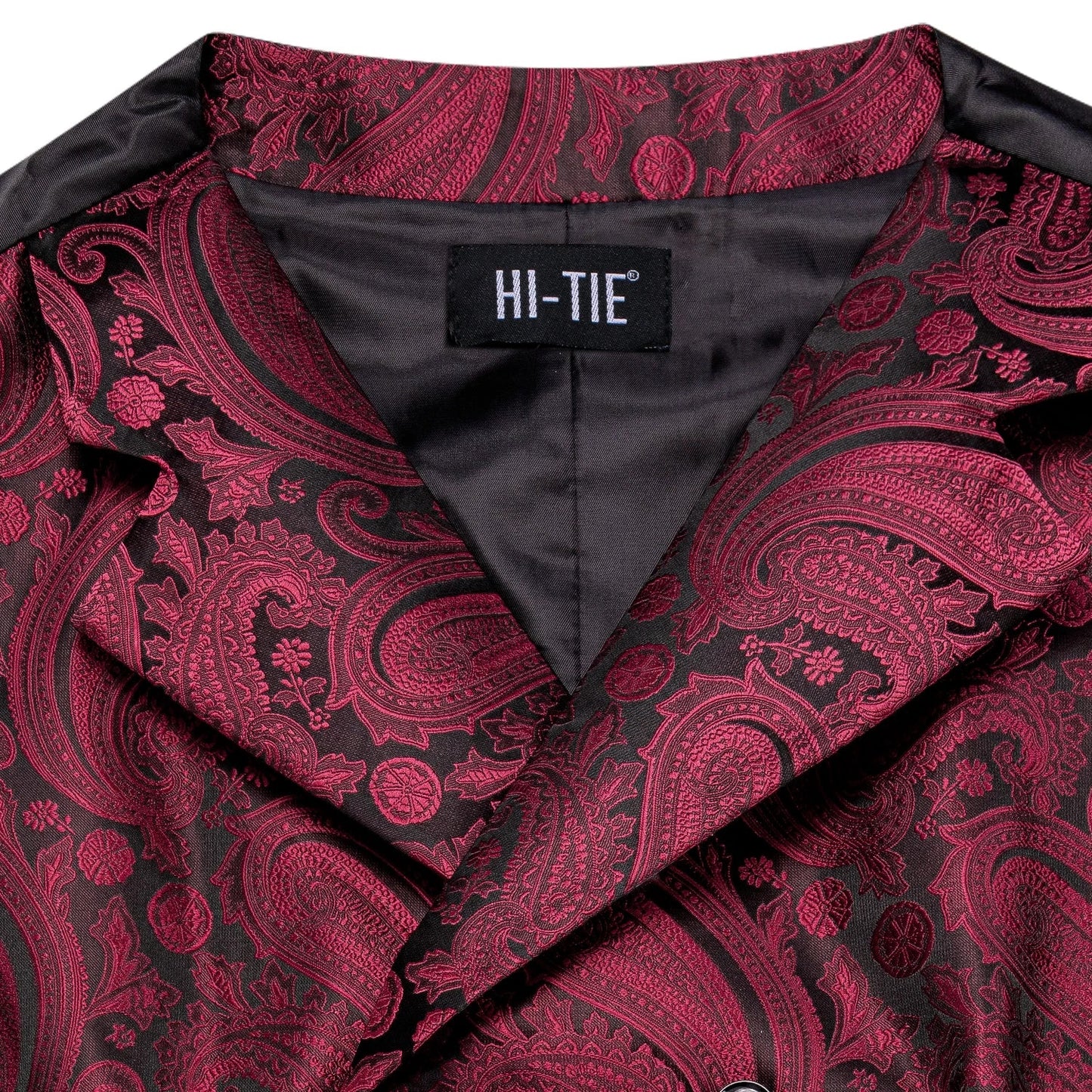 Dark Red Men's Vests Silk Paisley Jacquard Waistcoat Jacket NeckTie Hanky Cufflinks for Men Business Party Designer Gifts