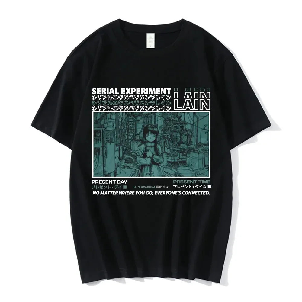 Anime Serial Experiments Lain T-Shirt Men Women Graphic T Shirts Unisex Iwakura Manga Girl Sci Fi Short Sleeve Tee Tops 62463