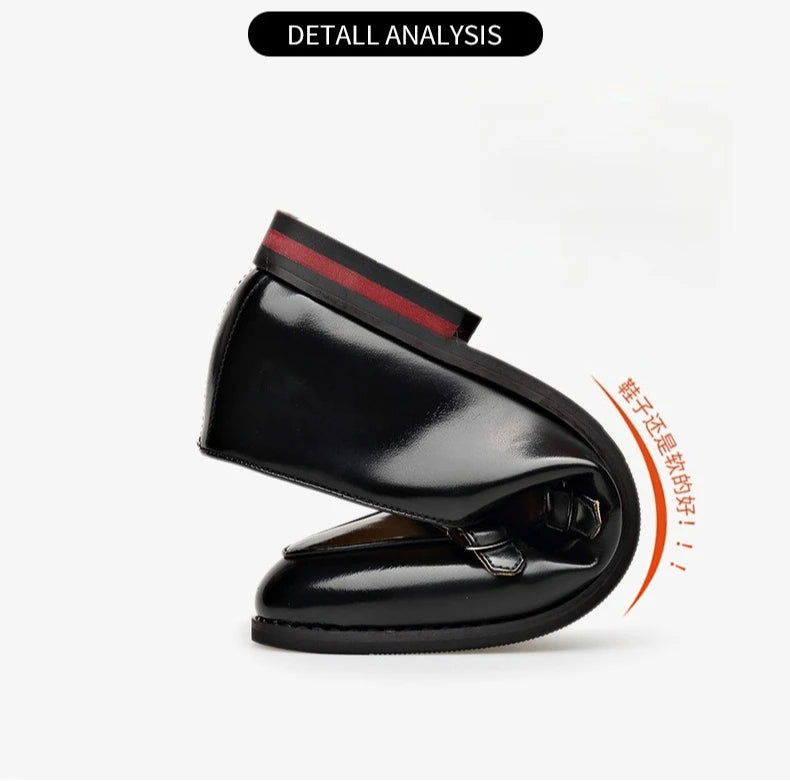 Spring Summer New Cow Leather Shoes for Men Buckle Designer Loafers Male Solid Color Big Size Fashion Business Casual Shoes Man