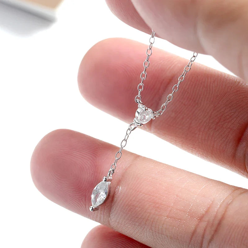 Moissanite Necklaces for Women GRA Certified 3x6mm Marquise Cut Gemstone Pendant s925 Sterling Silver Dainty Necklaces