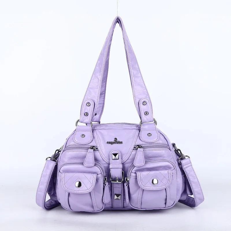 Bag Women Small Handbags Satchel Top-handle Handbag PU Shoulder Bag 8”x11” Dumpling Pack Multi-pockets Shoulder Bag