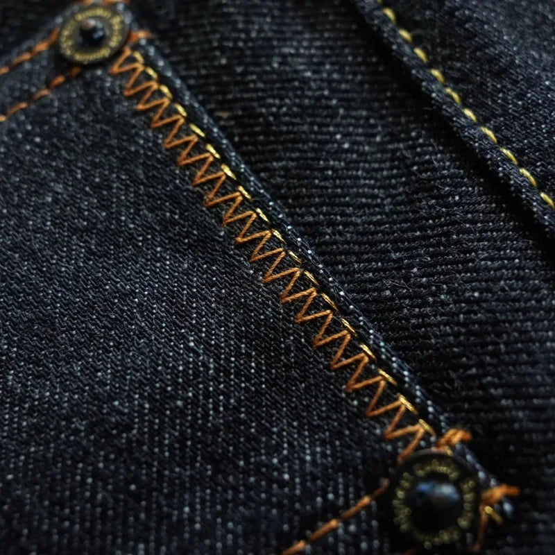 Mens Jeans Selvedge Denim Jeans for Man Silver Button Loose Fit Handmade 15 Oz
