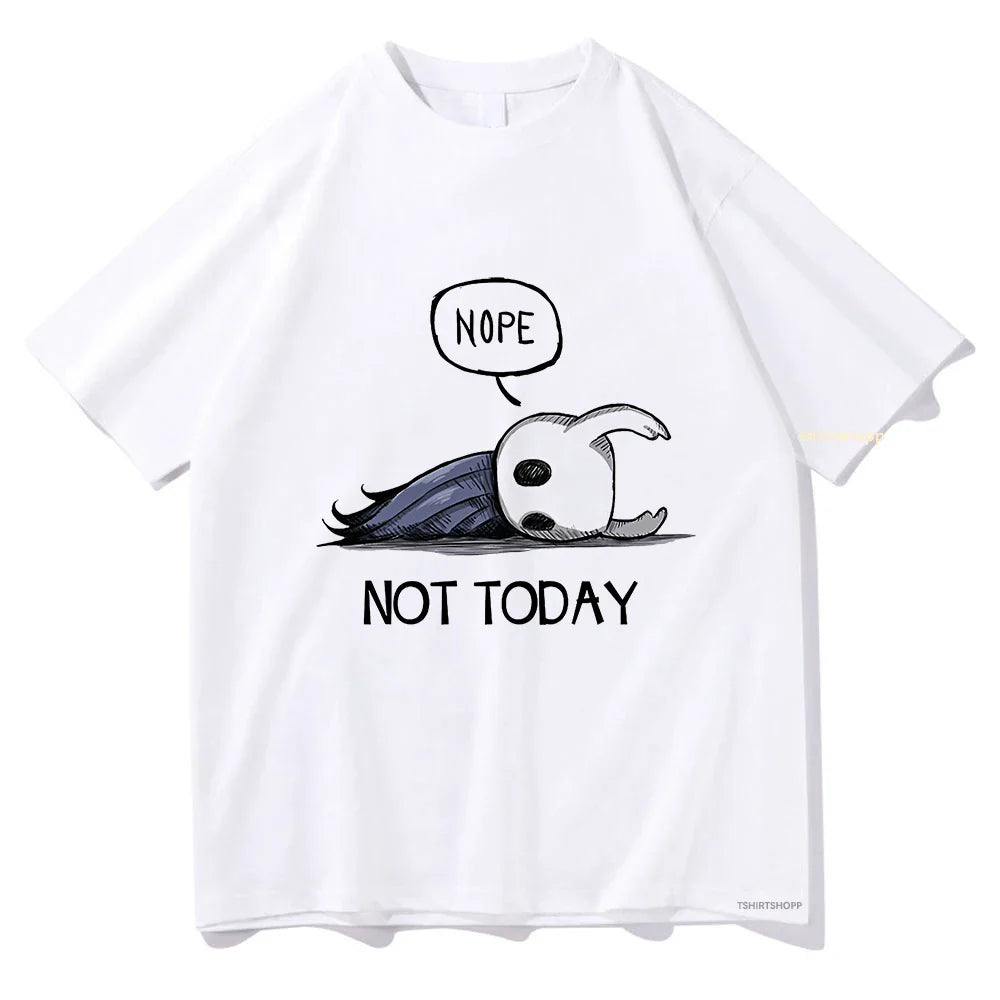 No not today. T-shirt anime Hollow Knight men Harajuku Aesthetic short-sleeved top 100% cotton T-shirt retro streetwear