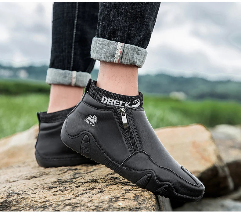 DBECK Men Sneakers Casual Shoes Male High Top Sneakers Winter Warm Designer Fashion Loafers Lace Up Shoes Men Ankle Boots