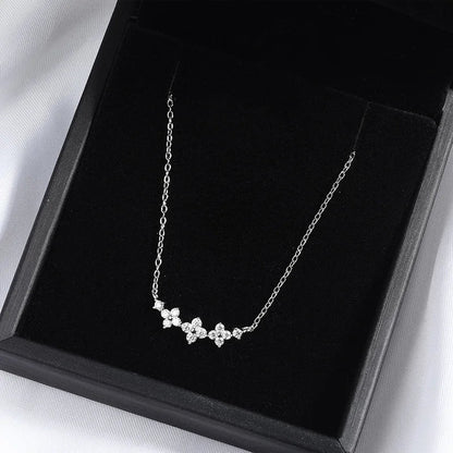 Flowers All Moissanite Necklace Gradient Smile Pendant for Women Girls Birthday Gift Couple Jewelry S925 Sterling Silver