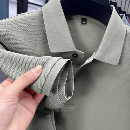 Men's Cotton100% High End Brand Lapel Polo Shirt Summer New Solid Color Print Short Sleeve T-Shirt Casual Breathe Men's Clothing