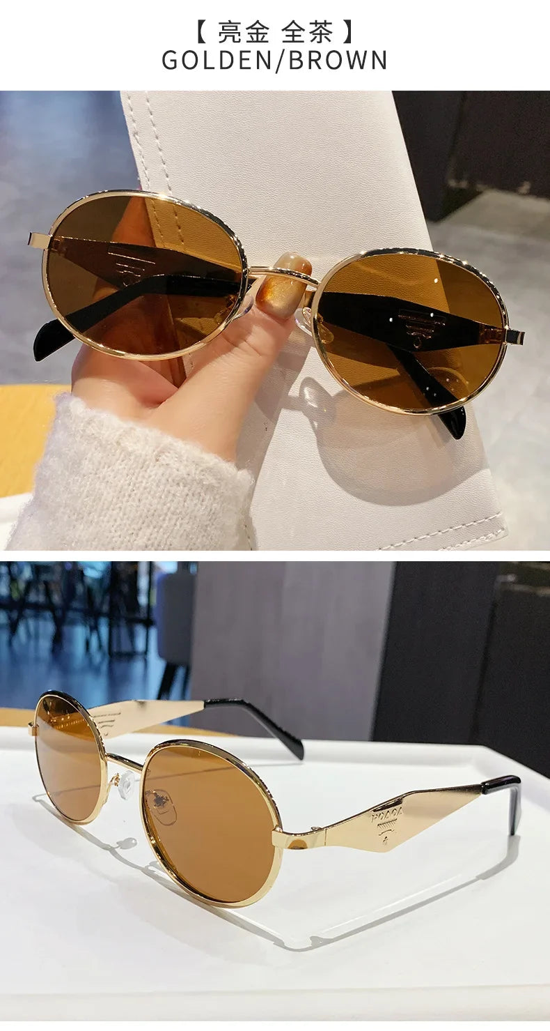 Fashion New Trend Oval Acetate Sunglasses for Women Brand Designer Ladies Shades Party Eyeglasses Girls Frame Sun Glasses