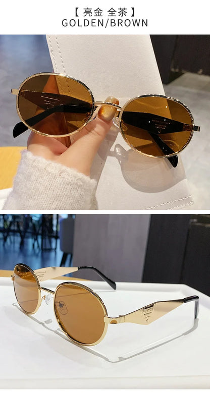 Fashion New Trend Oval Acetate Sunglasses for Women Brand Designer Ladies Shades Party Eyeglasses Girls Frame Sun Glasses