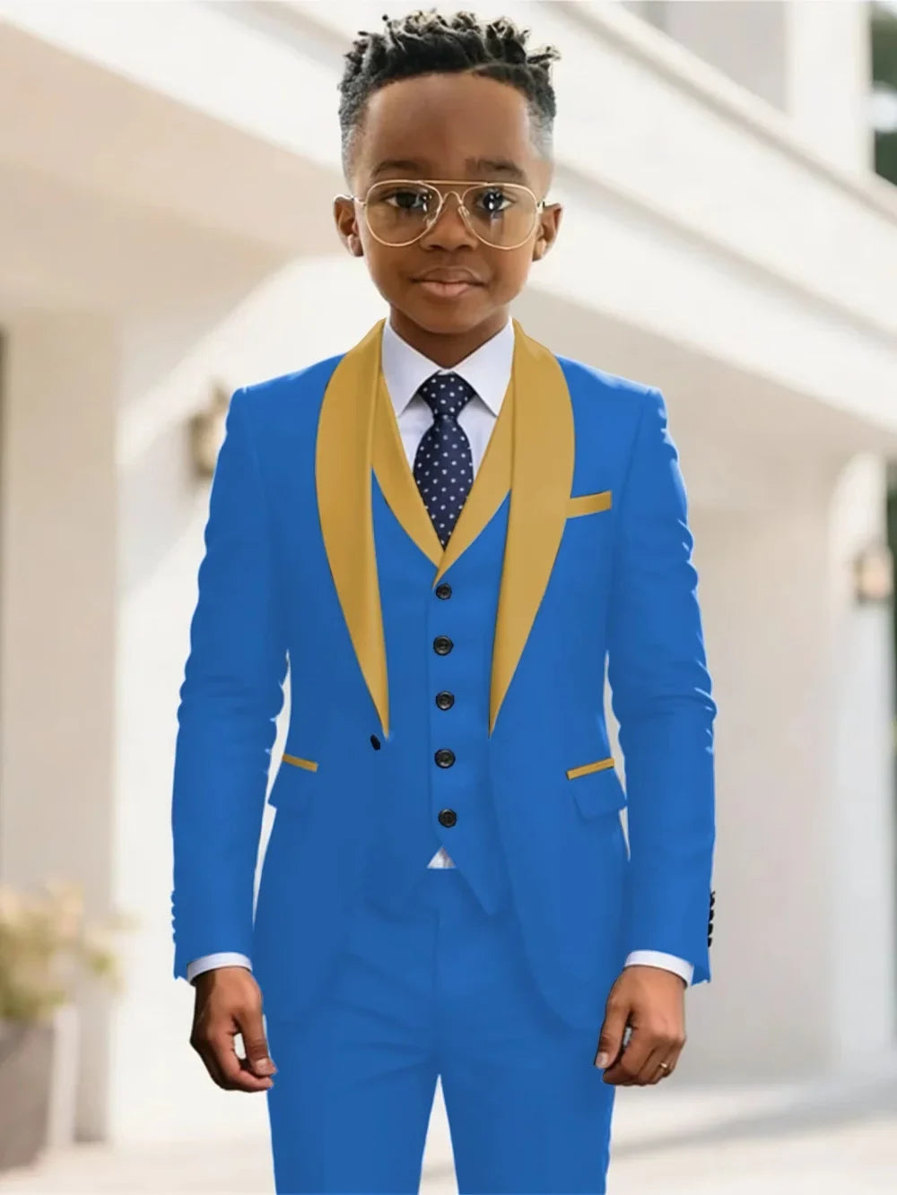 New Kids Suit Set 3 Pieces Wedding Ring Bearer Outfit Boys Handsome Shawl Lapel Tuxedo For Piano Peformance 2-20T