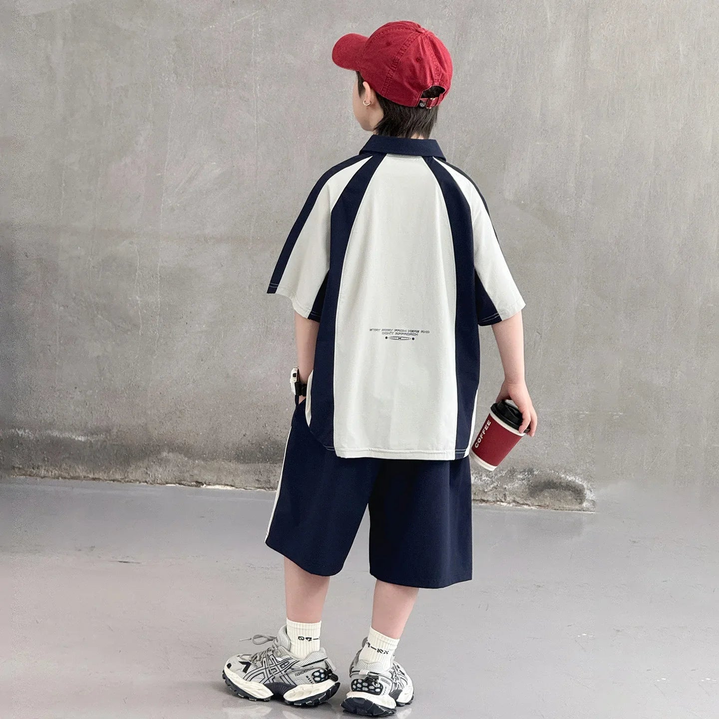 Children New Summer Polo Shirt Set Top And Bottom 2 Pieces Clothing Set for Tween Boys Casual Tracksuit Kids School Outfit Wear
