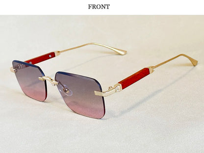 Vintage Square Sunglasses For Men Rimless Sunglasses Women Trendy Retro Fashion Glasses Gafas De Sol Hombre Lunette Soleil Femme