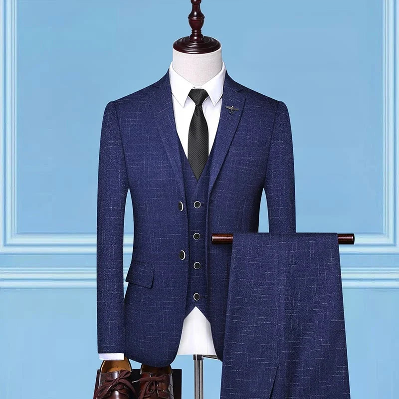 Mens Fashion Wedding Smart Casual 3 Piece Suit British Style High Quality Jacket Vest Trousers European American Banquet Look