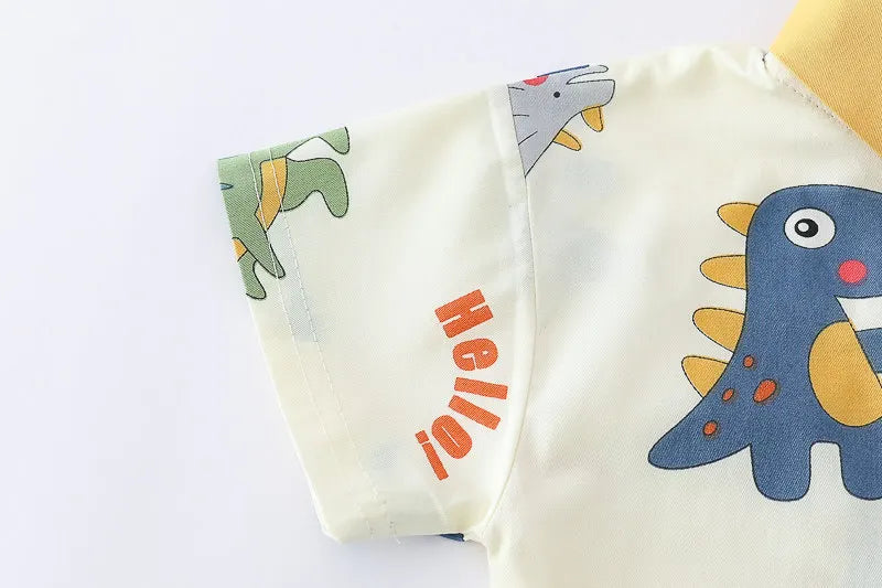 Cotton Clothes Kids Boy Summer Children Print Dinosaur Shirts Denim Shorts 2Pcs/Set Kids Fashion Toddler Tracksuits 0-5 Years