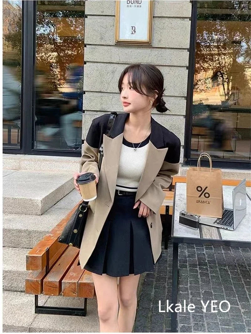 Women's Blazer Jacket 2025 Spring Autumn Korean Temperament Casual Ladies Outerwear Versatile Fashion Female Suit Coat