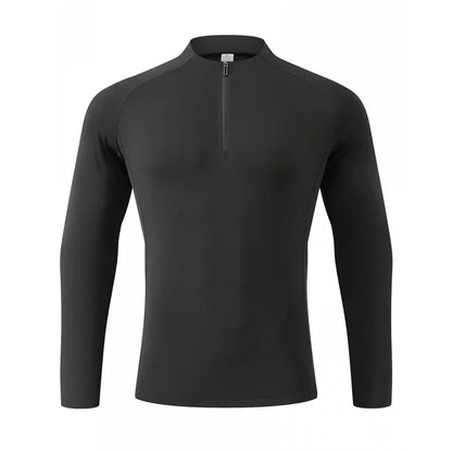 Autumn Winter Outdoor Half-zipper Stand-up Collar Quick-drying Sports Long-sleeved Gym Fitness Running Training Suit T-shirt Men