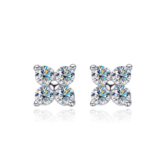 D VVS1 Round Moissanite Stud Earrings for Women Man 4 Stones Classic s925 Sterling Silver Earring with GRA Gift Jewelry