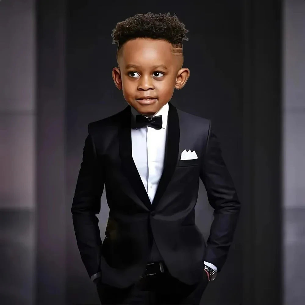 New Kids Suit Set 2 Pieces Jacket Pants Wedding Ring Bearer Outfit,Elegant Shawl Lapel Boys Suits Piano Performance Wear
