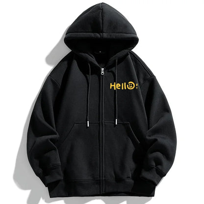 Autumn Winter Plus Size Jacket Men's Pocket Coats Loose Fashion Full Zip Hoodies Coat 5XL 6XL 7XL Fat Male Clothing 110-185KG