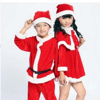 New Year Children Christmas Clothes Santa Claus Red Outfits Cosplay Costume Set Warm Classic Xmas Suit Wear Boys Girls Toddler