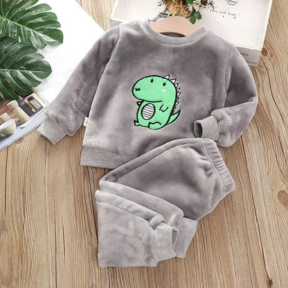 New Autumn Winter Baby Clothes Children Sleepwear Girls Fashion Cartoon Long Sleeve Top Pants Toddler Boys Costume Kids Pajamas