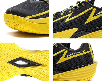 Men's WADE FLASH 2 On Court Basketball Shoes BOOM Cushioning Breathable LiNing Stable Sneaker ABPV013