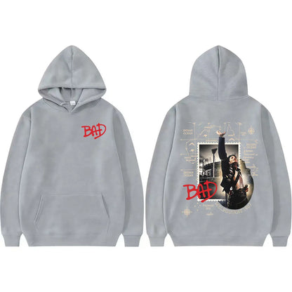 King of Pop Michael Jackson Bad Tour Pullovers Men Women Retro 80s Harajuku Fashion Hoodies High Quality Casual Cozy Sweatshirts