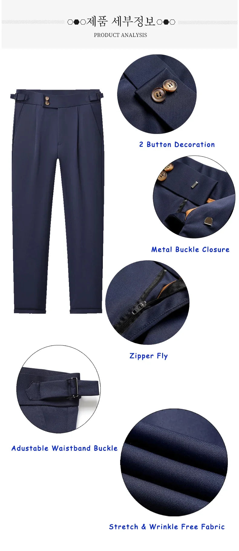 High Quality Mens Stretch Golf Pants Casual Slim Fit Dress Pants Adjustable Waist Tapered Work Cropped Trousers