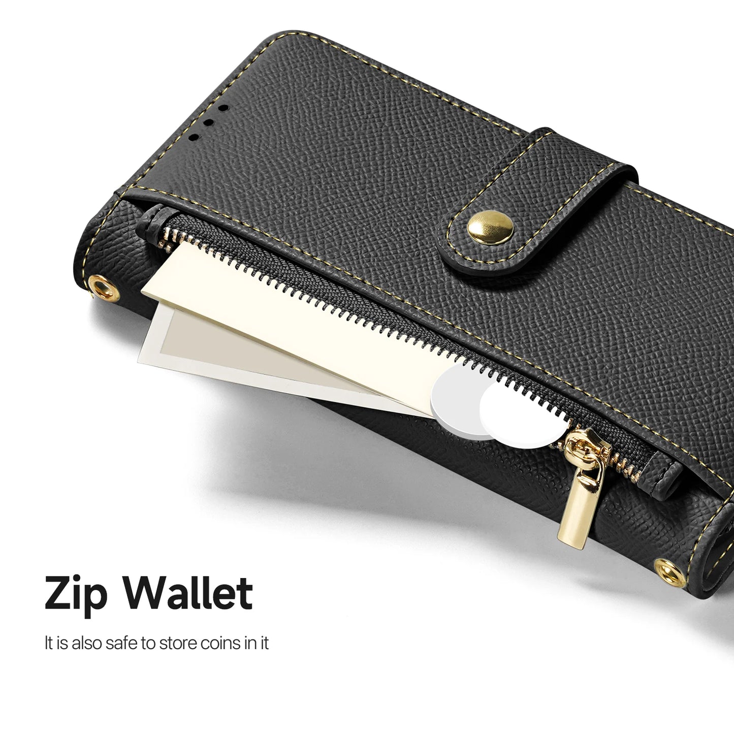 2in1 Magnetic Detachable Wallet Folio Case for iPhone 17 Pro Max/17 Air/16plus 15Leather Cover with Card Slots & Clasp