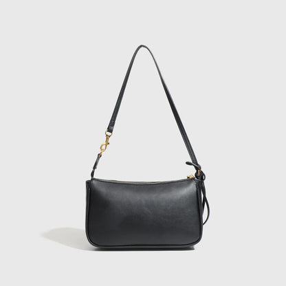 Women's Luxury Split Leather Shoulder Bag - Paris Classic Tote Handbag, Simple Metal Buckle Crossbody Underarm Bag