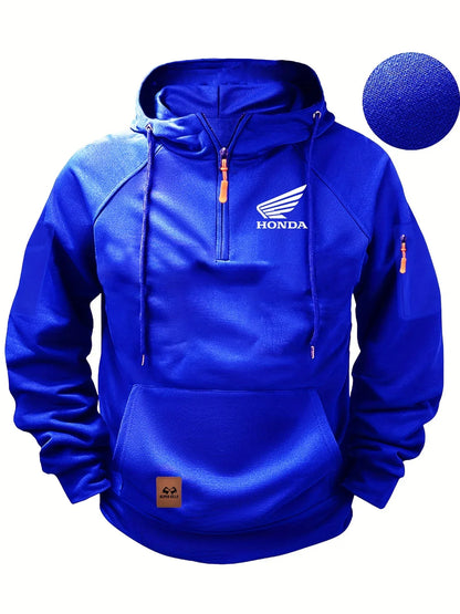 2025 New Honda Racing Team Outdoor Cycling Fashion Street Half Zip Hoodie Men's Motorcycle Racing Casual HRC Warm Hoodie