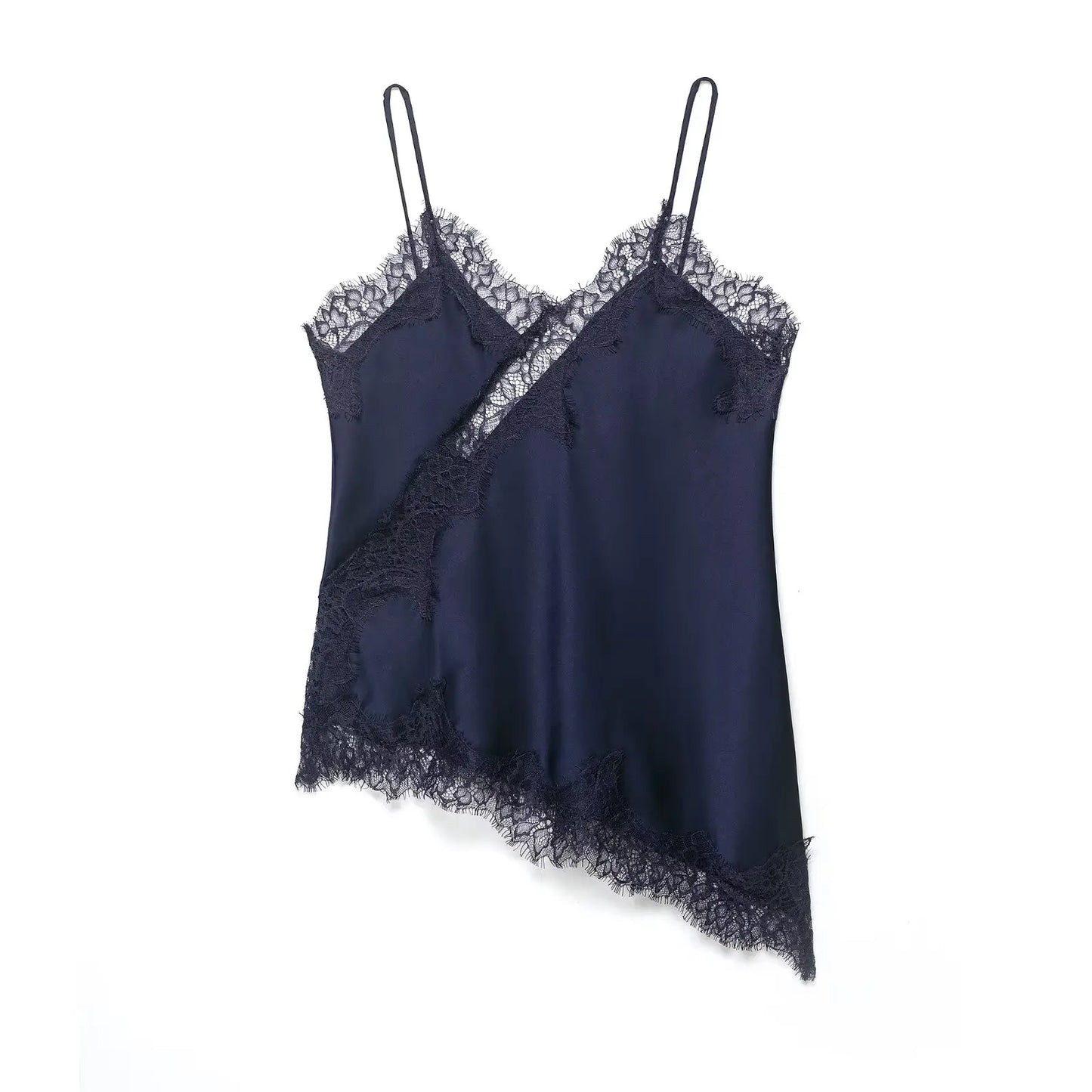 Sexy Women Asymmetrical Lace Slip Tops Summer Female Backless Sleeveless Off Shoulder Underwear Tanks Elegant Beach Camisole
