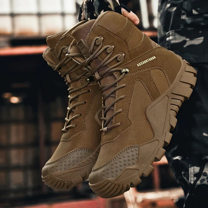 Outdoor High Top Mens Waterproof Fashion Platform Sneakers Ankle Botas Casual Shoes Combat Boots Male Black Large Size 47