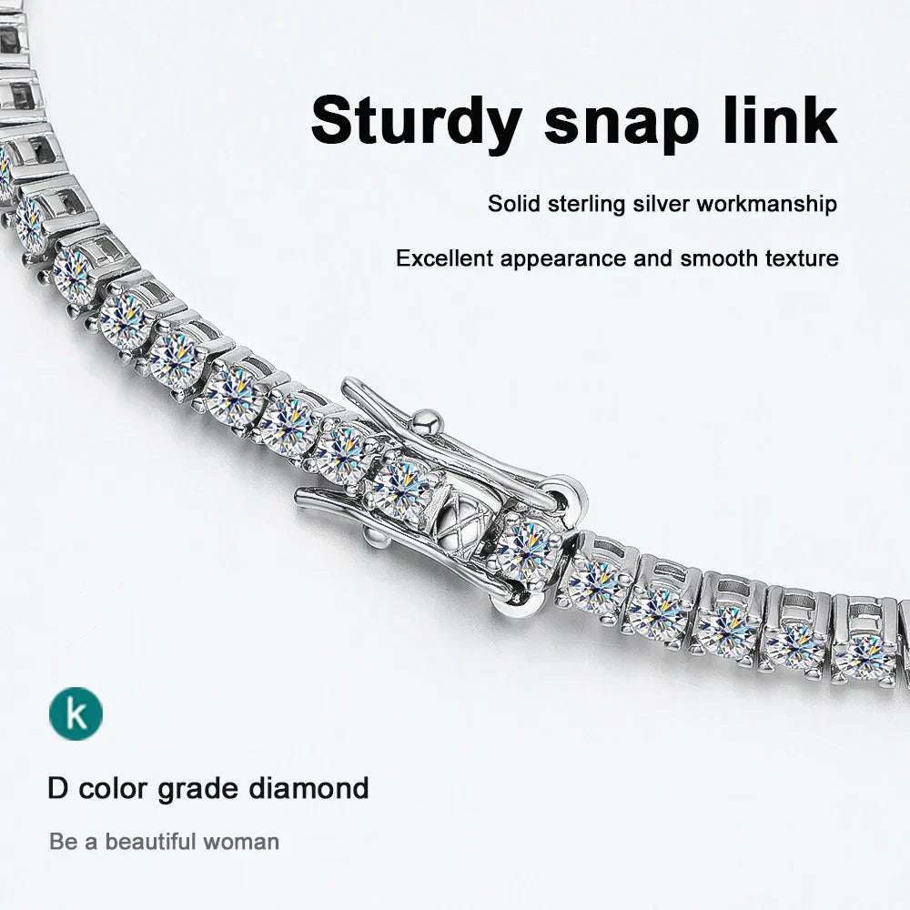 2mm D Color Moissanite Tennis Bracelets for Woman Man Sparkling Diamonds with GRA s925 Sterling Sliver Hip Hop Bracelet