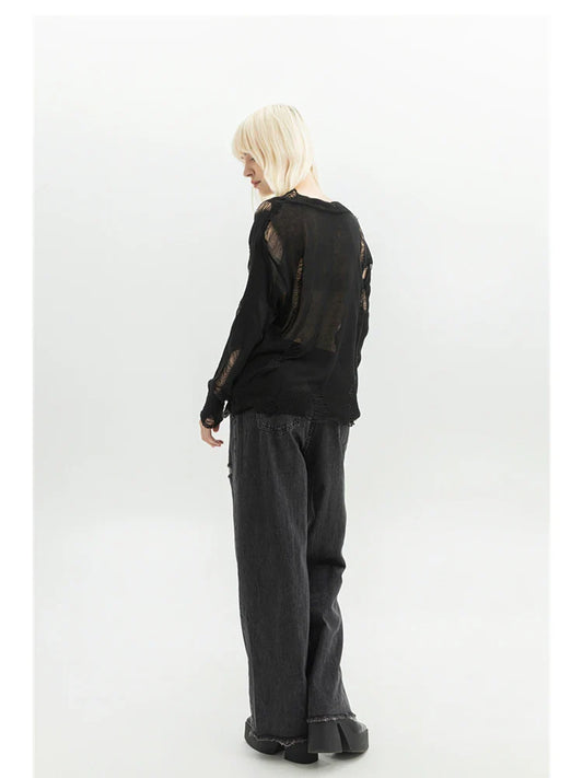 Women Clothing Black Gothic Jeans 90s Aesthetic Y2k Oversize Denim Trousers Vintage Harajuku Korean Emo 2000s Trashy Jean Pants