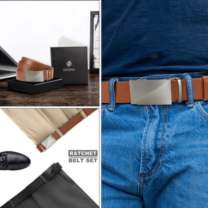 Brand Leather Belts for Men 115cm-135cm Automatic Belt with Ratchet Strap Top Quality Belts Luxury Belts for Men