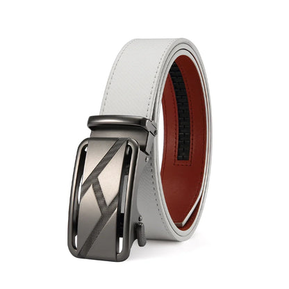 Mens Belt Genuine Leather Luxury Belt Metal Automatic Alloy Buckle Fashion Ratchet Belts for Men Cowhide High Quality Belt