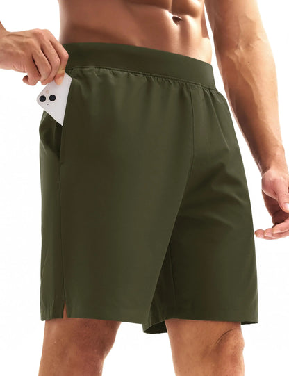 Men's UPF 50+ Athletic Running Shorts 8 inches Quick Dry Lightweight Workout Gym Sports Hiking Shorts with 3 Pockets