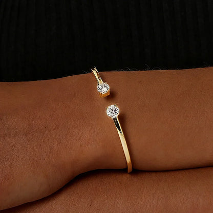 2-Stone 5mm Moissanite Bangles 100%S925 Silver Plated 18K Gold Diamond Bracelet for Women Party Gift Jewelry GRA Certified