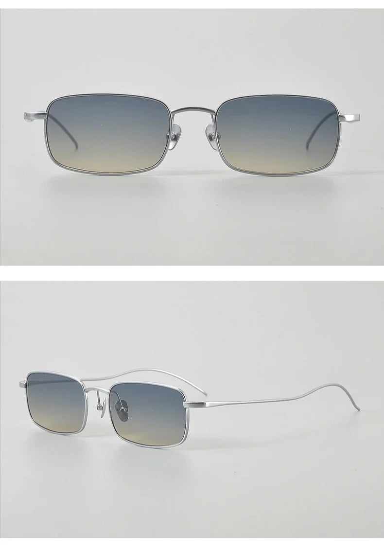 Top Quality Pure Titanium UV400 Protection Small Square Women Sunglasses Brand Ultra-light Rectangular Man Sun Glasses Eyewear