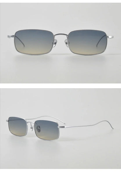 Top Quality Pure Titanium UV400 Protection Small Square Women Sunglasses Brand Ultra-light Rectangular Man Sun Glasses Eyewear