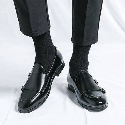 Man Leather Shoes Formal Monk Man Business Office Male Casual Dress Derby Shoes Buckle Wedding Party Luxury Botas Para Hombre