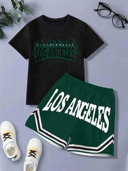 Summer 2025 Bestseller Street Casual Fashion Outdoor sports Youthful Vitality 3D letter printed Youth Set