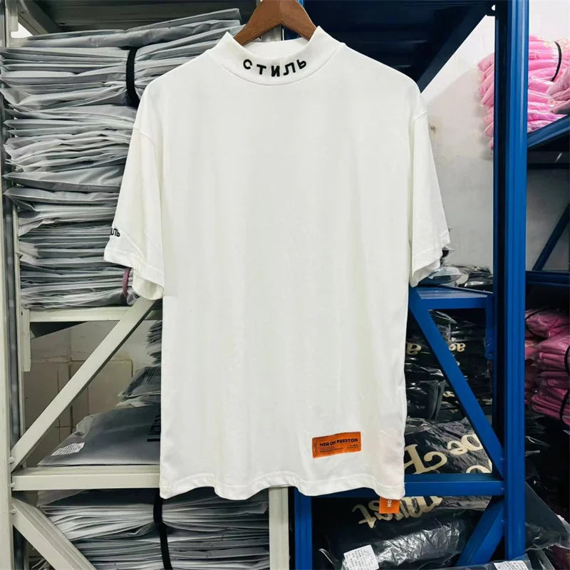 Black White Classic Letters Embroidery T-Shirt Men Women Simple Oversized Best Quality T Shirt Tops Casual Fashion Tees