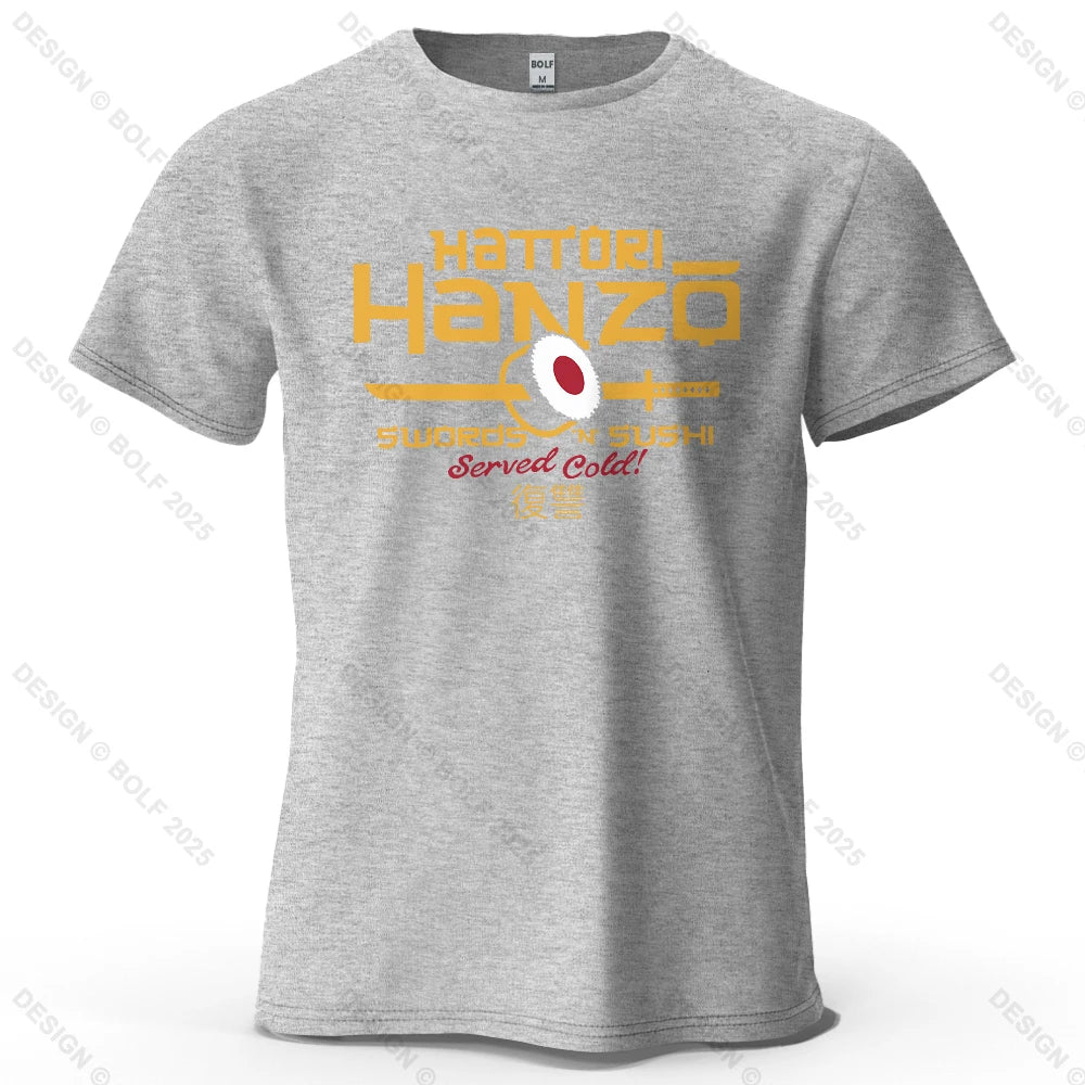 Hattori Hanzo Printed Men's T-Shirt 100% Cotton Oversized Anime Fashion Graphic Tees for Women Tops Streetwear Cultural Apparel