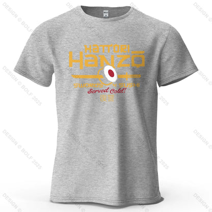 Hattori Hanzo Printed Men's T-Shirt 100% Cotton Oversized Anime Fashion Graphic Tees for Women Tops Streetwear Cultural Apparel