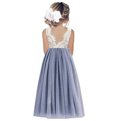 Princess Party Lace Flower Girl Dress Baby Kids Summer Wedding Birthday Dresses Children Clothing 2 4  6 8 10 12 14