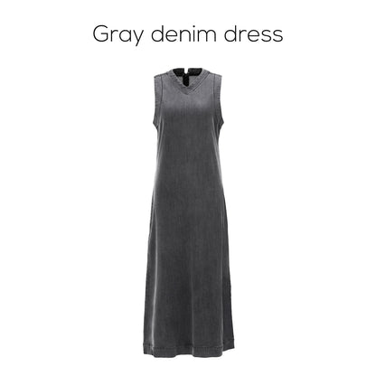AP Women 2026 Autumn and Winter Denim V-neck Dress Knitting Cardigan Mock Neck Modal Shirt