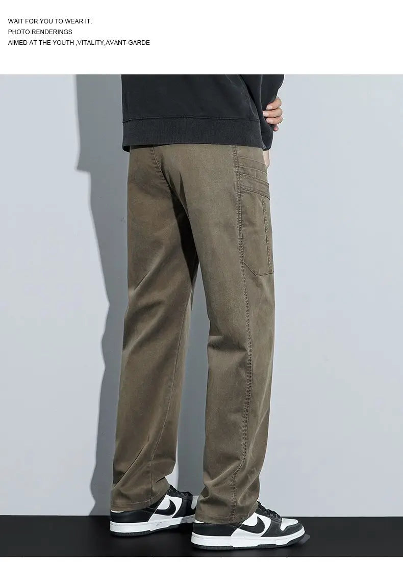 Men's Loose Straight Casual Work Pants 2025 Trendy Multi-Pocket Autumn Winter Workwear YM6106