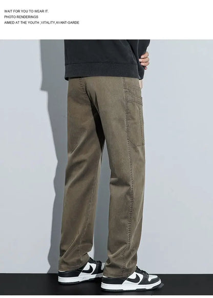 Men's Loose Straight Casual Work Pants 2025 Trendy Multi-Pocket Autumn Winter Workwear YM6106