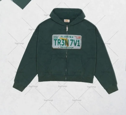 Y2K Retro Zip Up Hoodie Hip-Hop Printed Letter Casual Streetwear For Men And Women Gothic Harajuku Fashion Oversized Sweatshirts